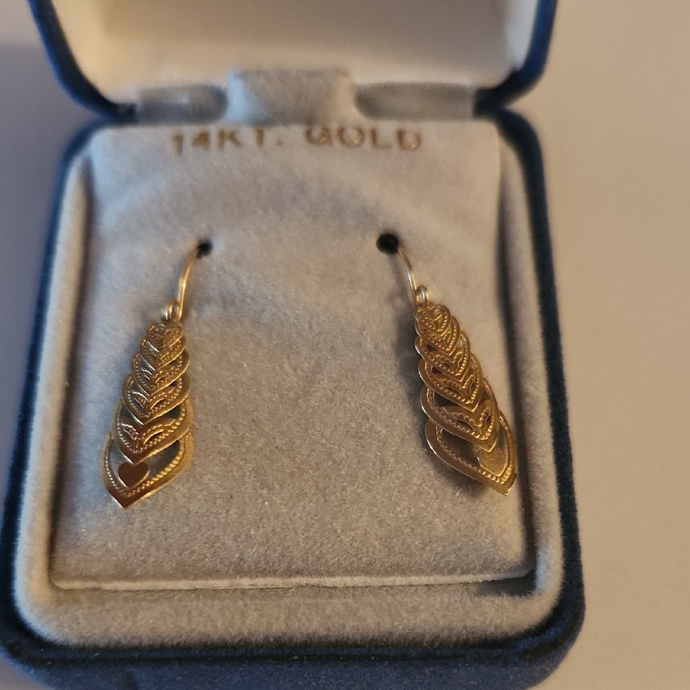 Elegant Gold Leaf Earrings 14k solid gold